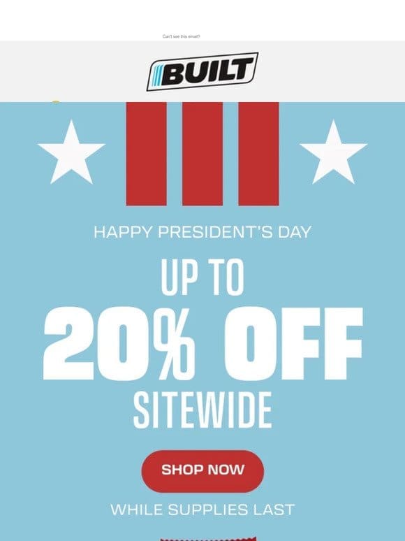 BIG Presidents’ Day Sale! Get up to 20% off!