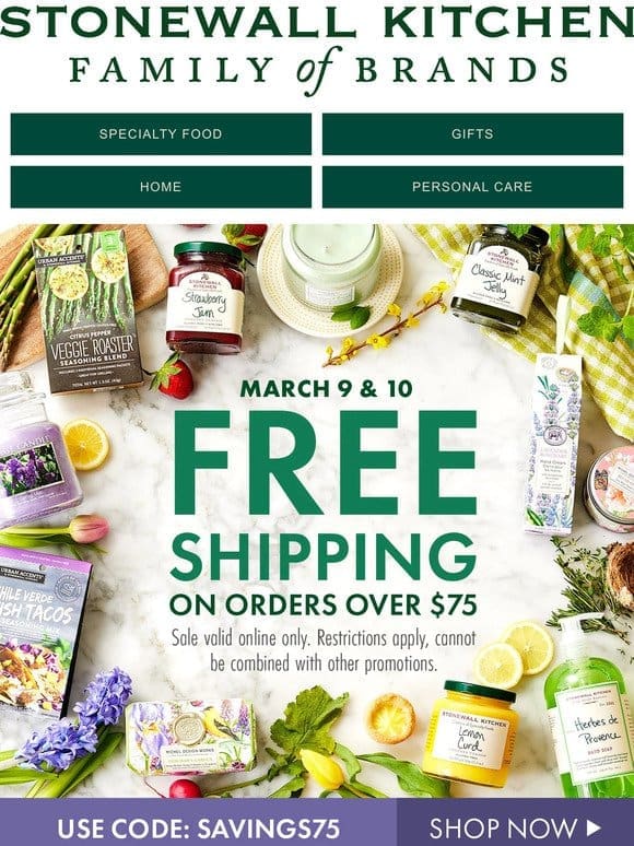 BIG Savings: Get FREE Shipping on Orders $75+!