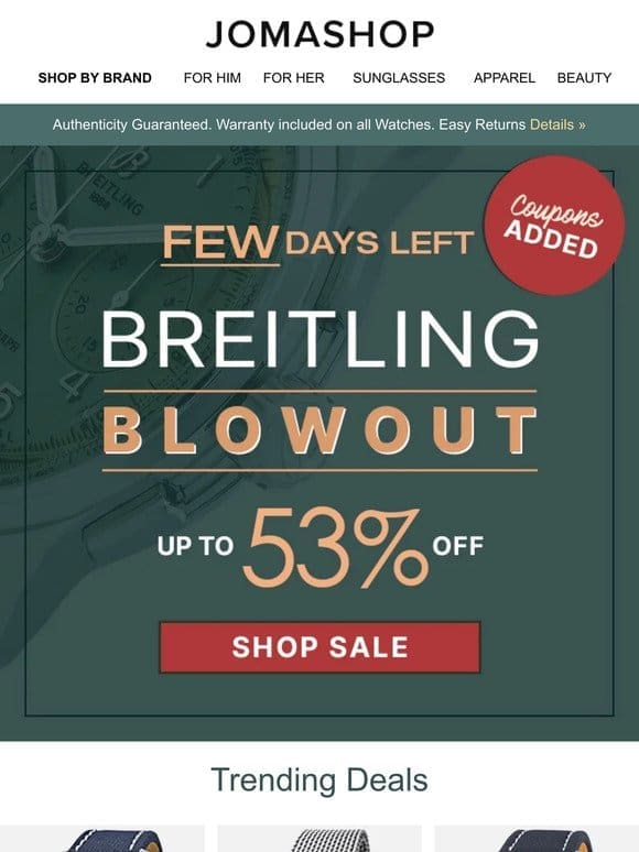 BREITLING BLOWWOOUUTTT (53% OFF): Few Days Left!