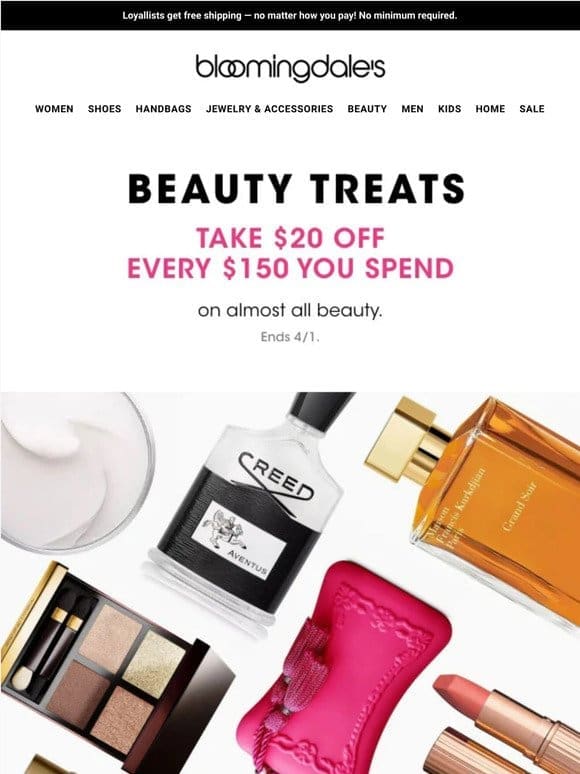 Beauty Treats: Take $20 off $150 you spend