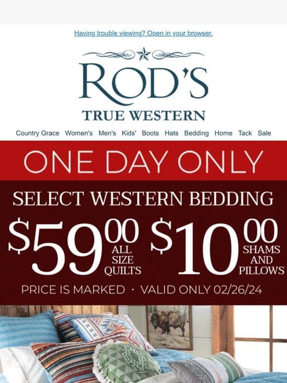 Bedding SALE Today Only! $59 Quilts + $10 Shams/Pillows