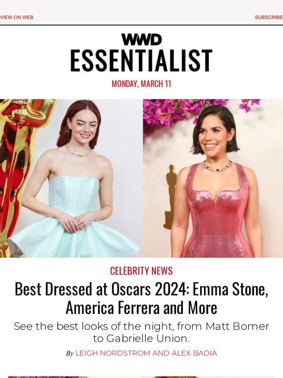 Best Dressed at Oscars 2024: Emma Stone， America Ferrera and More
