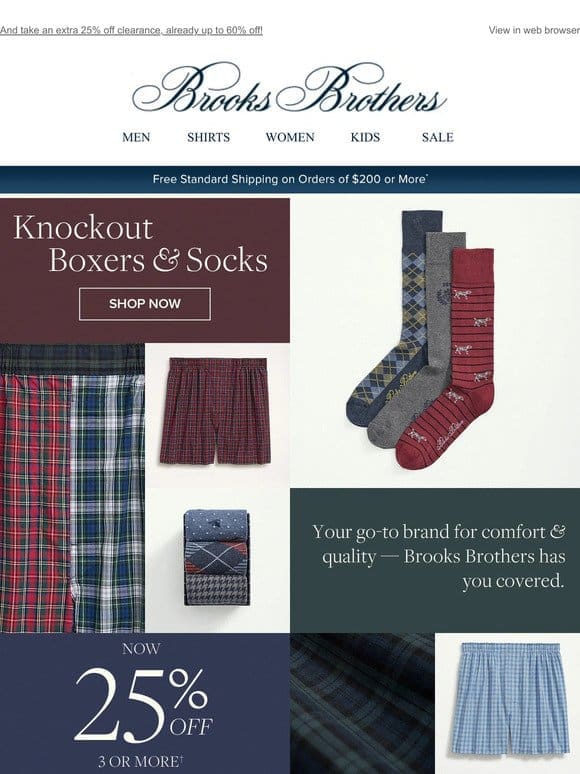 Best boxer & sock refresh time—25% off 3 or more!