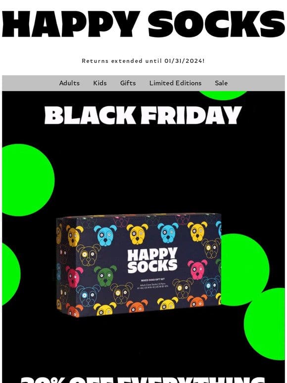 Black Friday Sock Sale， 30% Off!