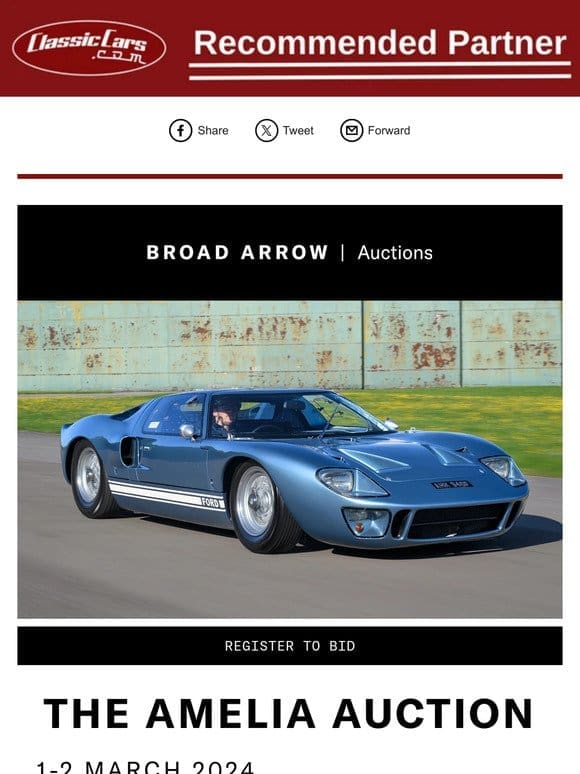 Broad Arrow’s Amelia Auction Showcasing over 150 Outstanding Offerings