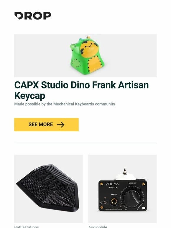 CAPX Studio Dino Frank Artisan Keycap， CAD Audio 901VP Cardioid Desktop Boundary Microphone， xDuoo TA-01B DAC/Amp and more…
