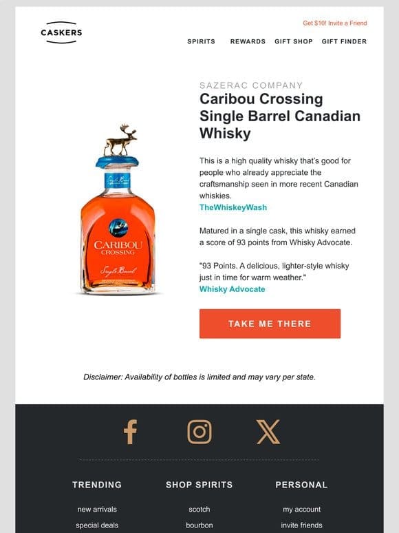 [CARIBOU] The world’s first Single Barrel Canadian Whisky