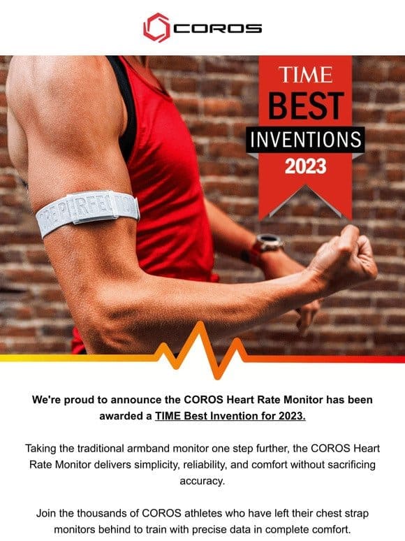 COROS Heart Rate Monitor Selected as a TIME Best Invention 2023