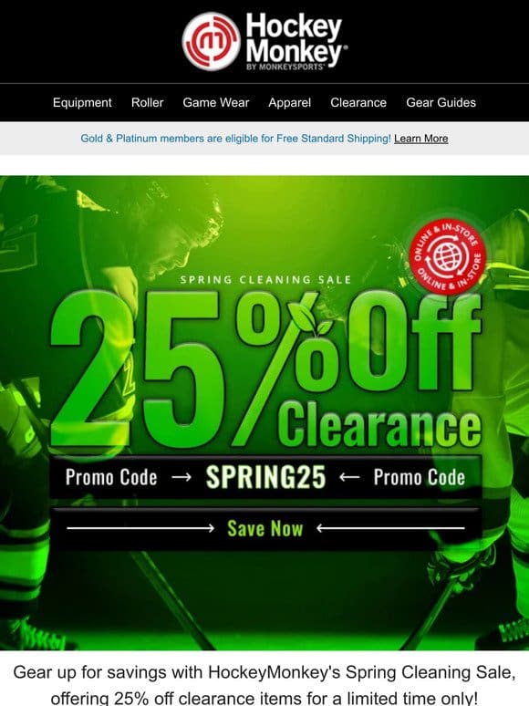 Celebrate Spring with 25% Off Clearance Items at HockeyMonkey!