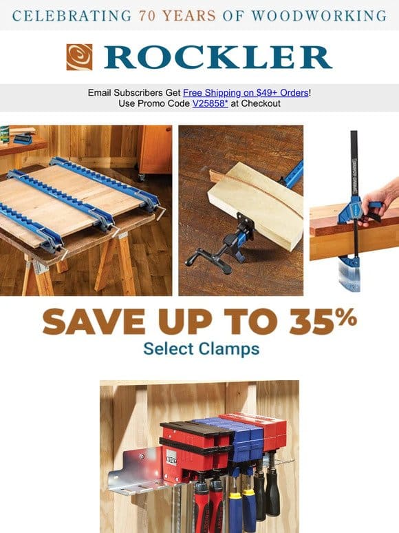 Clamp Like a Pro: SAVE up to 35% on Rockler Clamps!
