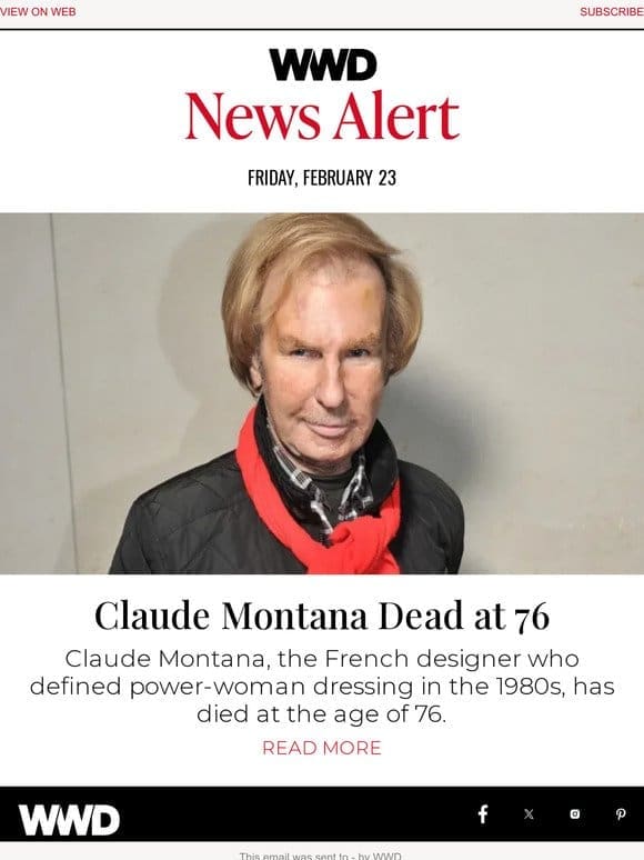 Claude Montana Dead at 76
