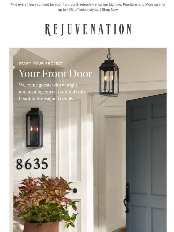 Create an inviting entry with new outdoor hardware and lighting