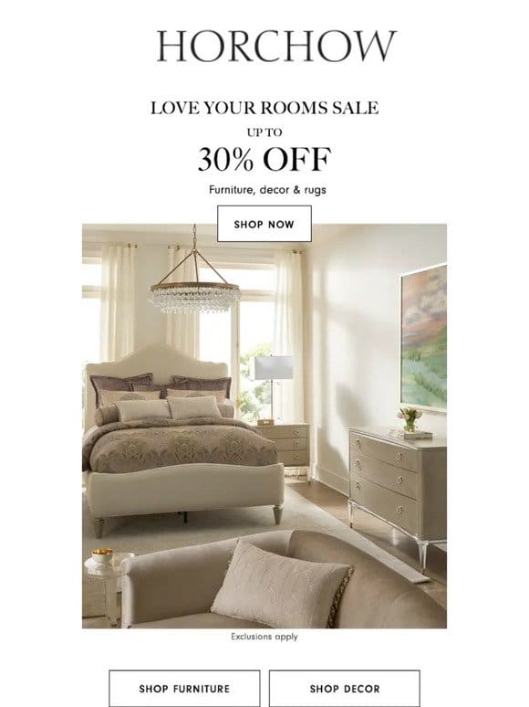 Designer furniture， rugs & decor at up to 30% off!