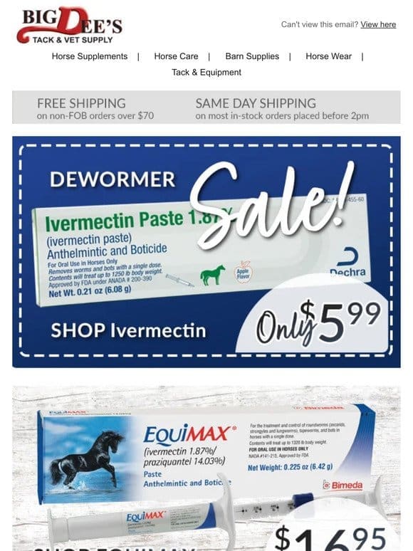 Dewormer Sale + Spring Vaccines