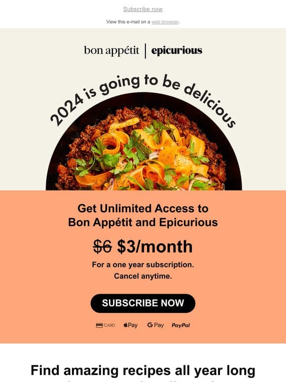 Discover your new favorite recipes with Bon Appetit and Epicurious