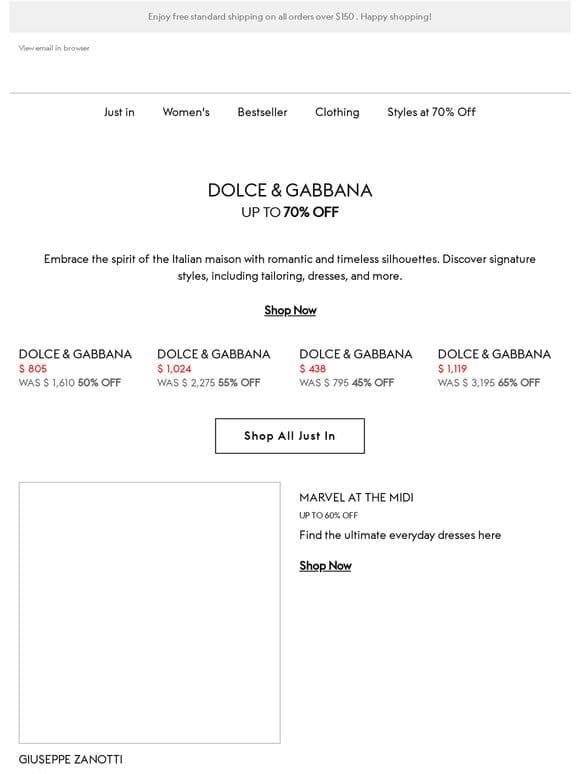 Dolce & Gabbana at up to 70% off