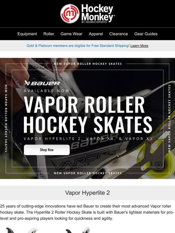 Dominate the Rink: Bauer Vapor Roller Hockey Skates Now Available!