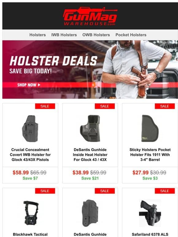 Don’t Miss These Holster Deals | Crucial Concealment Covert IWB Glock 43/43x Holster for $59
