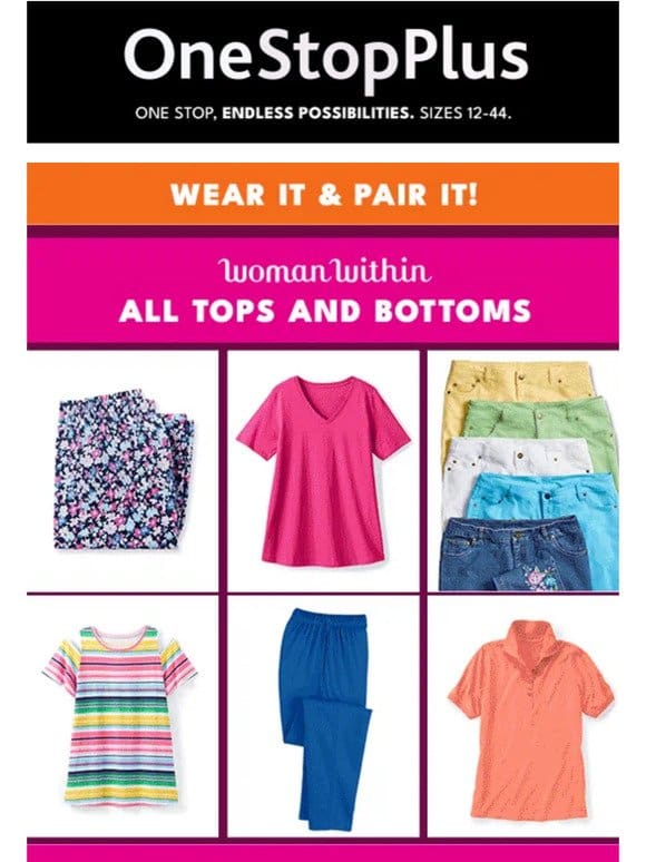Don’t miss 40% off Tops & Bottoms