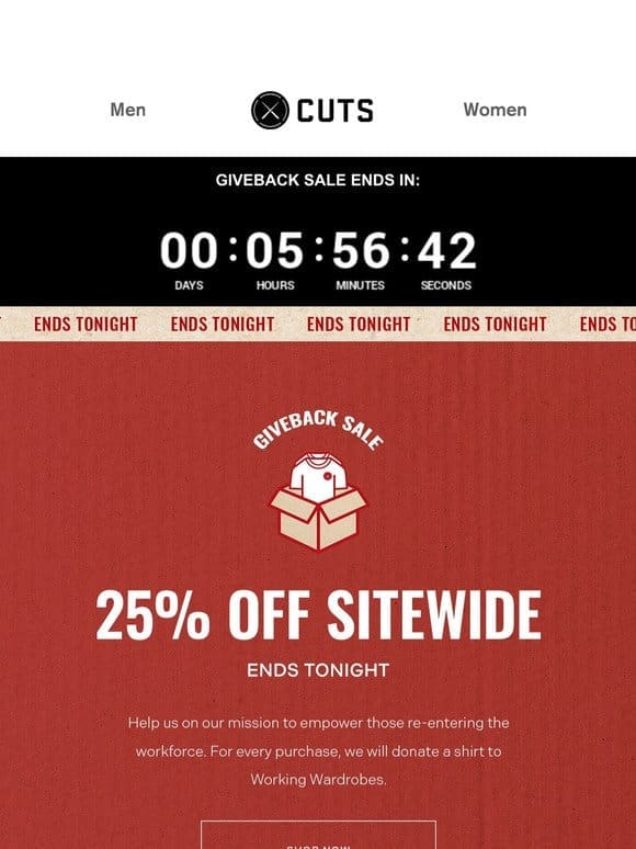 ENDS TONIGHT! 25% Off Sitewide