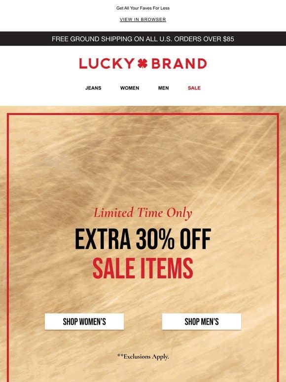 EXTRA 30% OFF SALE
