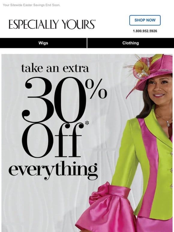 EXTRA 30% OFF – Time’s Up!