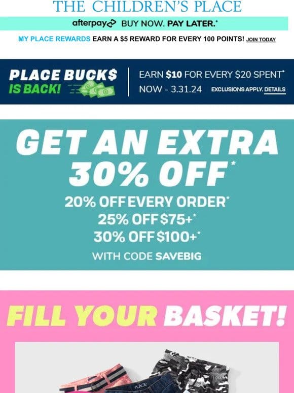 EXTRA 30% off for EVERYBUNNY + ALL SHORTS up to 60% OFF!