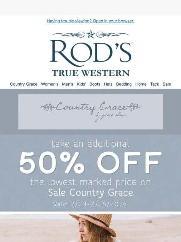 ** EXTRA 50% OFF Sale Country Grace! Don’t Miss Out!**