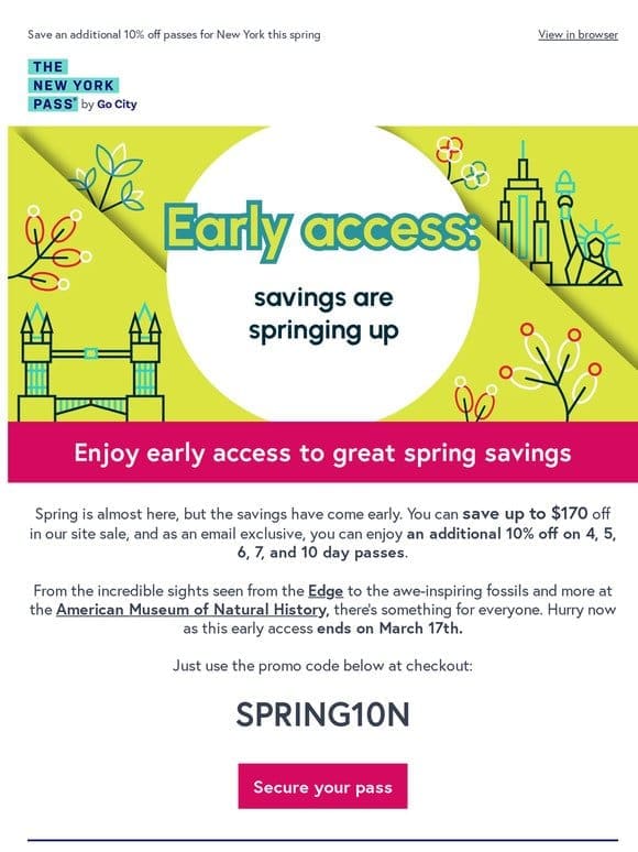 Early Access Alert!  Spring savings for New York inside