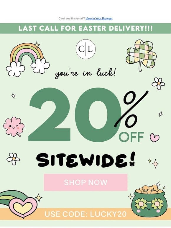 Easter Delivery + 20% OFF!!!