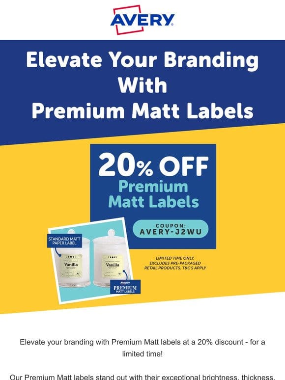 Elevate Your Branding: 20% Off Premium Matt Labels Sale