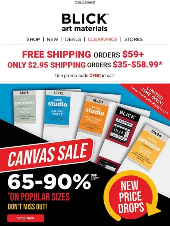Ends Soon: CANVAS SALE – 65-90% OFF LIST