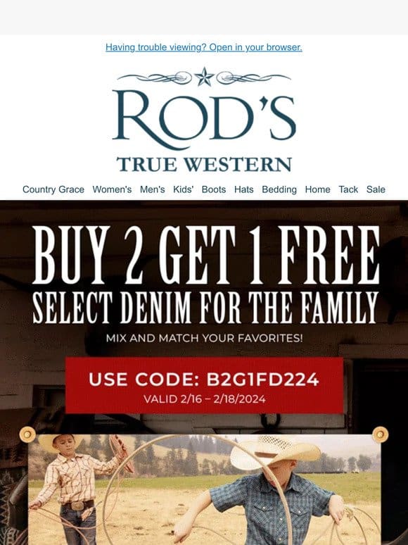 Ends Today-The Family Denim Sale! Buy 2 Get 1 Free!