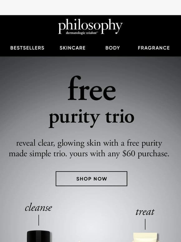 Ends Tonight: Free Purity Trio