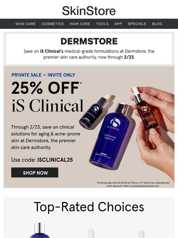Enjoy 25% off iS Clinical at Dermstore — Limited time only!