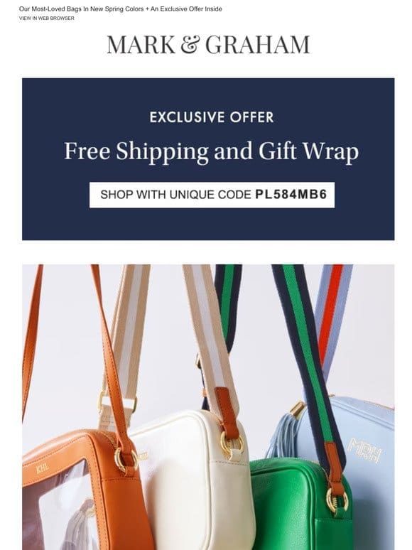 Enjoy FREE Shipping & Gift Wrap on Your First Order at Mark & Graham ›
