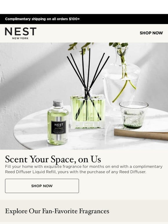 Enjoy a complimentary Reed Diffuser Liquid Refill