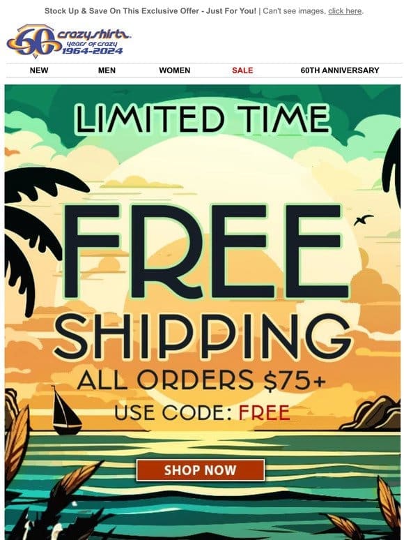 Escape To The Tropics With FREE Shipping