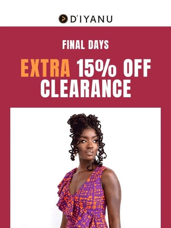 Extra 15% Off Clearance!