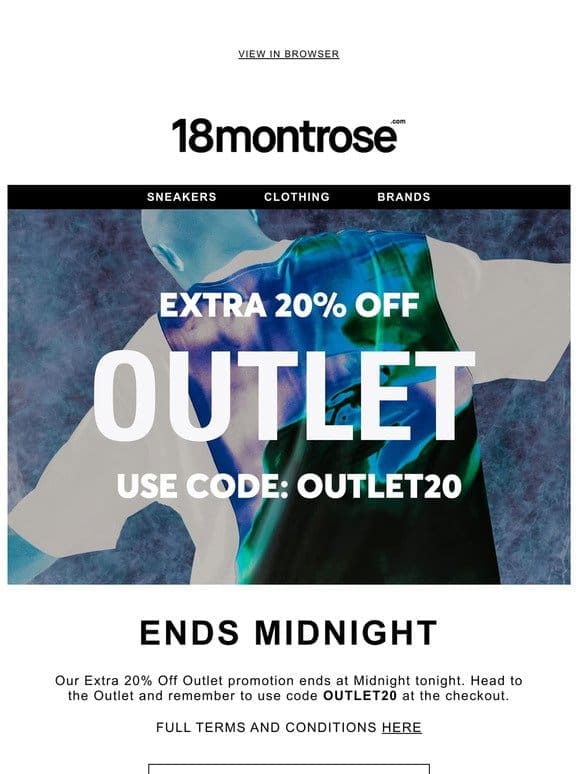 Extra 20% Off Outlet End Midnight.