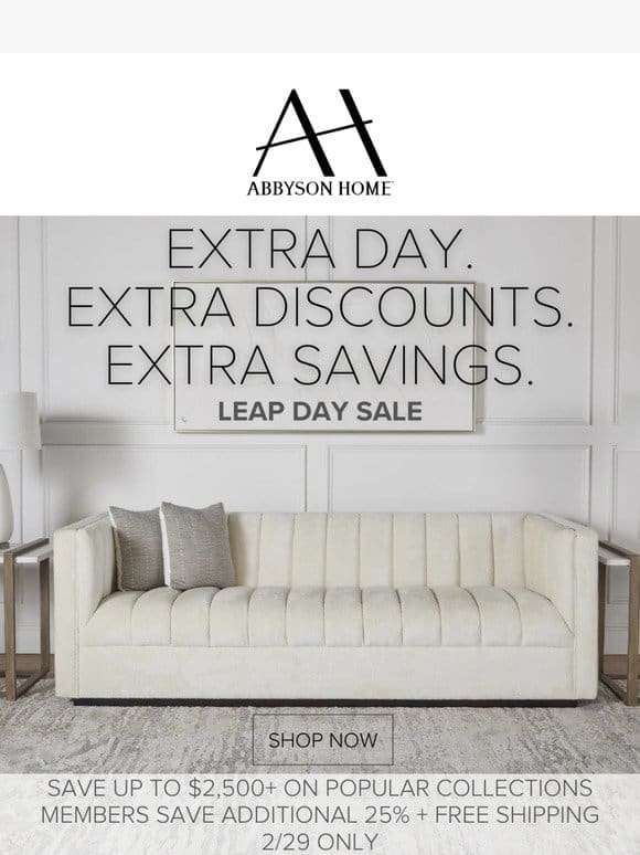 Extra Day. Extra Discounts. Extra Savings.