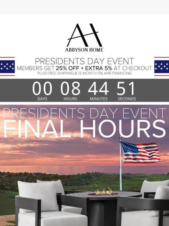 FINAL HOURS | Presidents Day Savings End Tonight