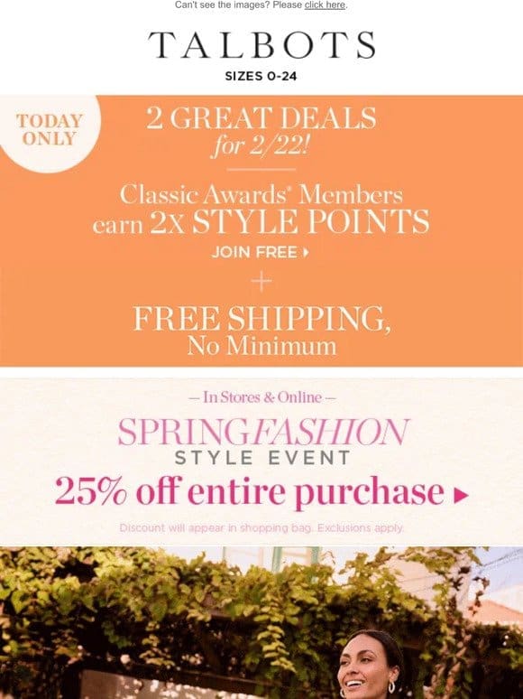 FREE SHIPPING + 25% off Spring Fashion Style Event