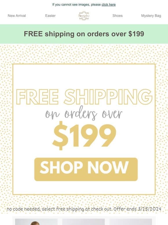 FREE shipping on orders over $199!