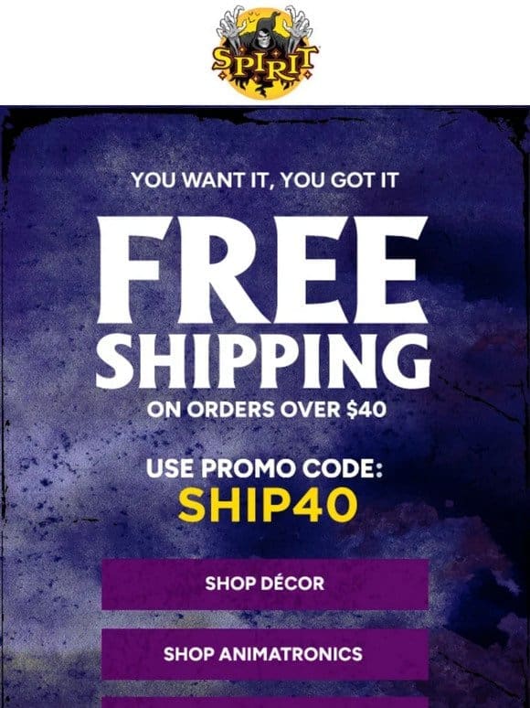 FREE shipping over $40