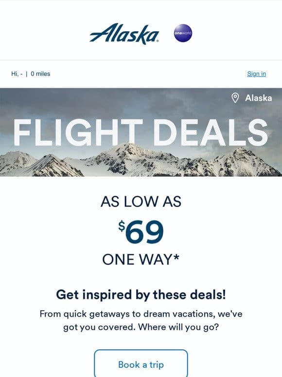 Fares from $69 one way have landed!