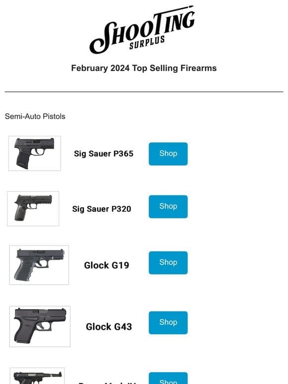 February Top Selling Guns & Ammo Deals