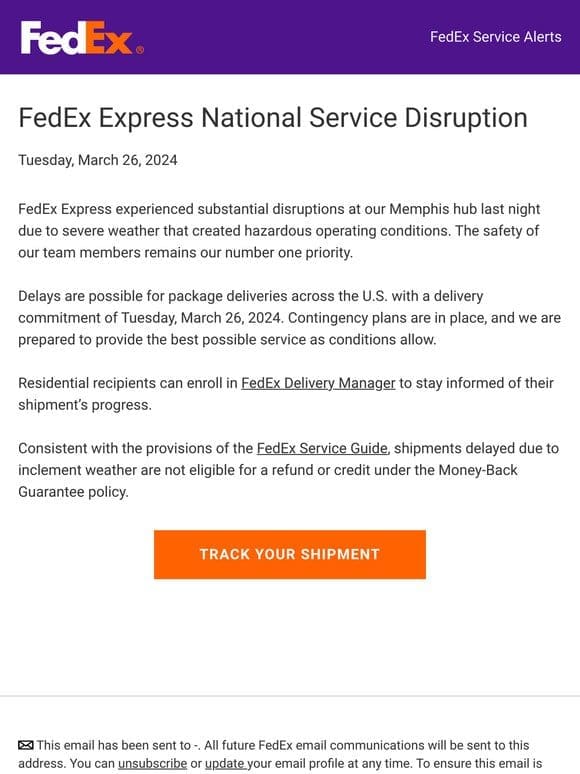FedEx Express National Service Disruption