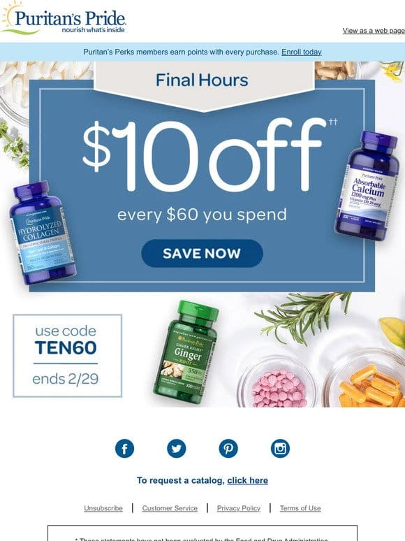 Final Hours: $10 off every $60