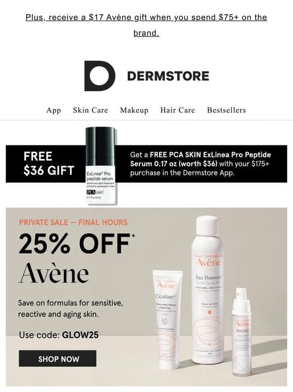 Final hours for 25% off Avène